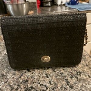 South Moon Under Black Woven Chain Strap Clutch / Shoulder Bag - Needs Repair